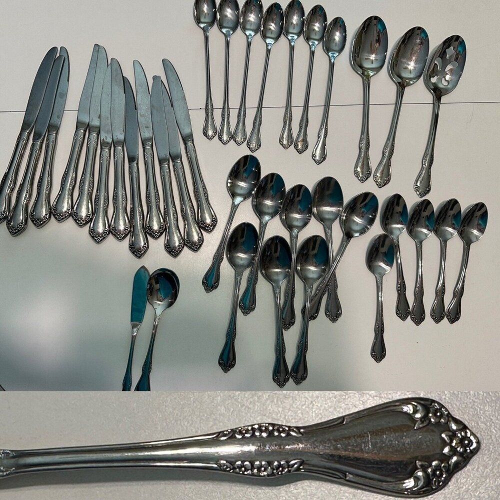 37 Pcs Wm A Rogers MANSFIELD Dinner Forks Spoon Knife Stainless Oneida Flatware